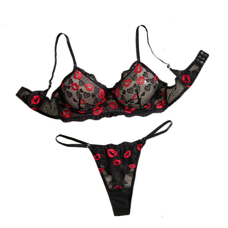 Sheer Bra Lace - Intimo in pizzo trasparente, set di
